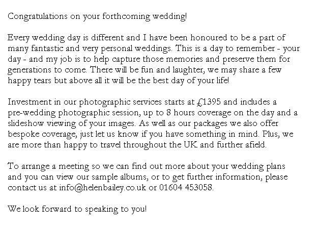 Helen Bailey Northampton Wedding Photography & Stationery